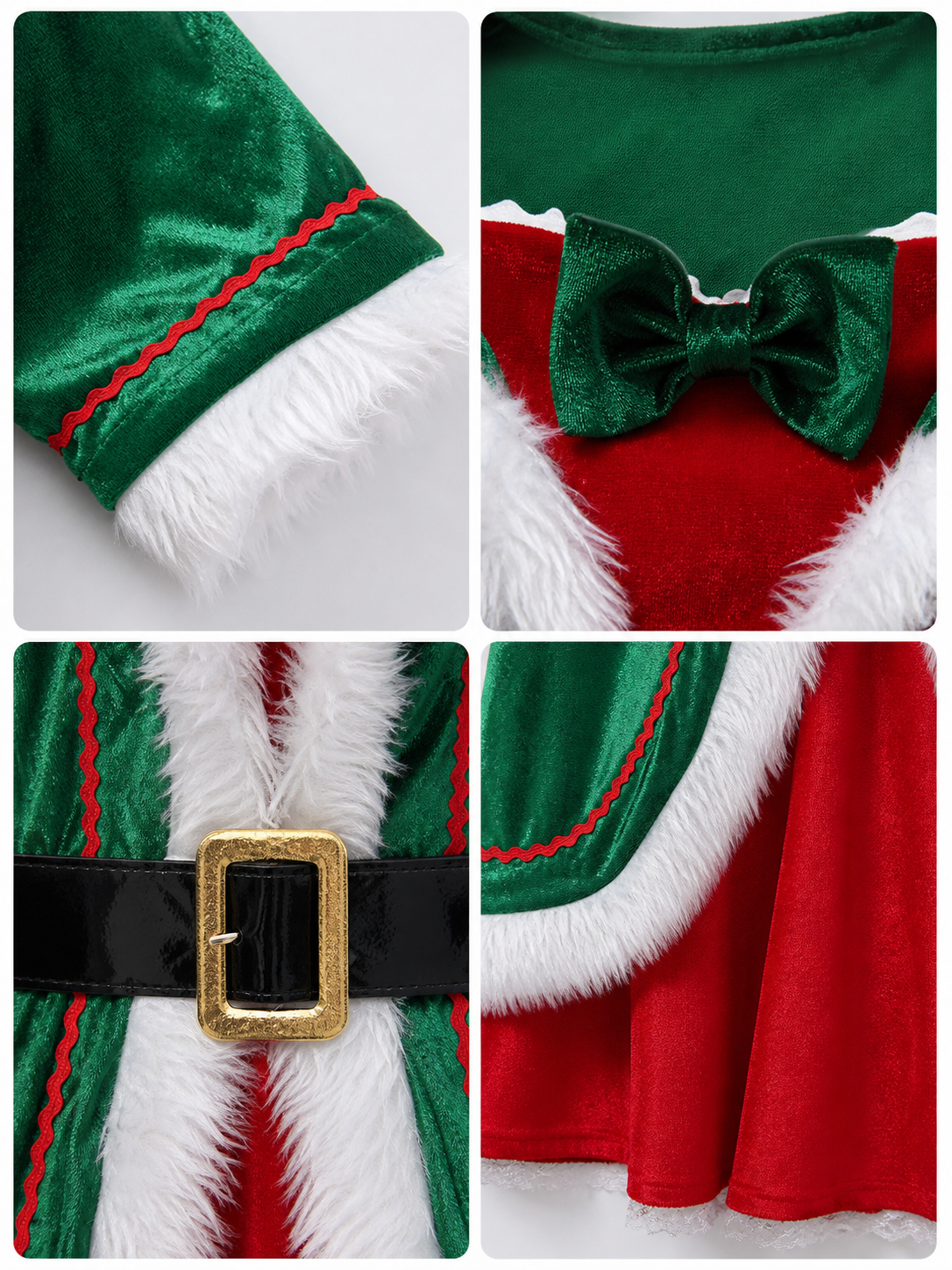 Christmas costume dress with hat and belt