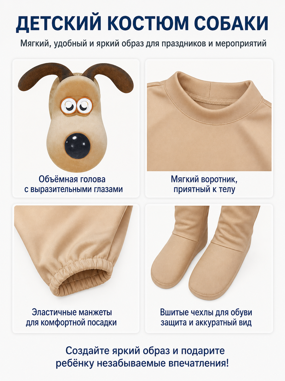 Animal Character Hooded Jumpsuit Costume with Ears detail view