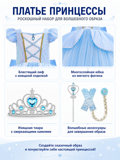 Princess Costume with Crown and Accessories