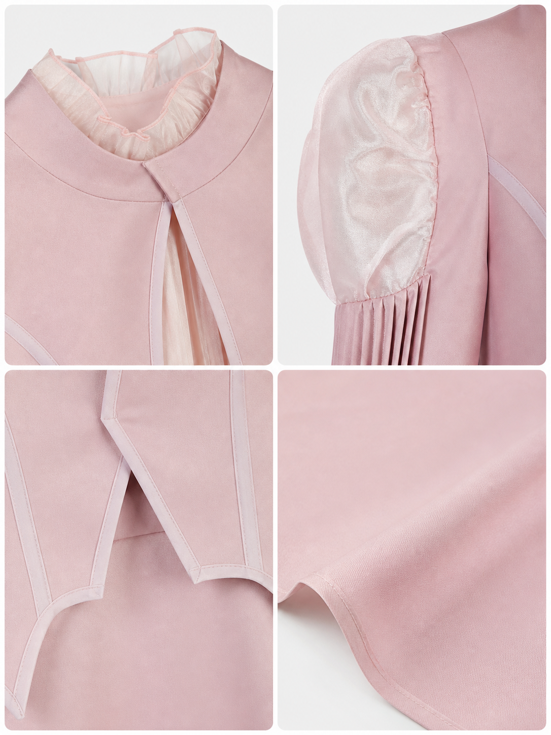 Glinda Cosplay Costume, Pink Dress with Puff Sleeves