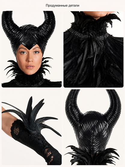 Carnival Headpiece with Black Horns detail view 3