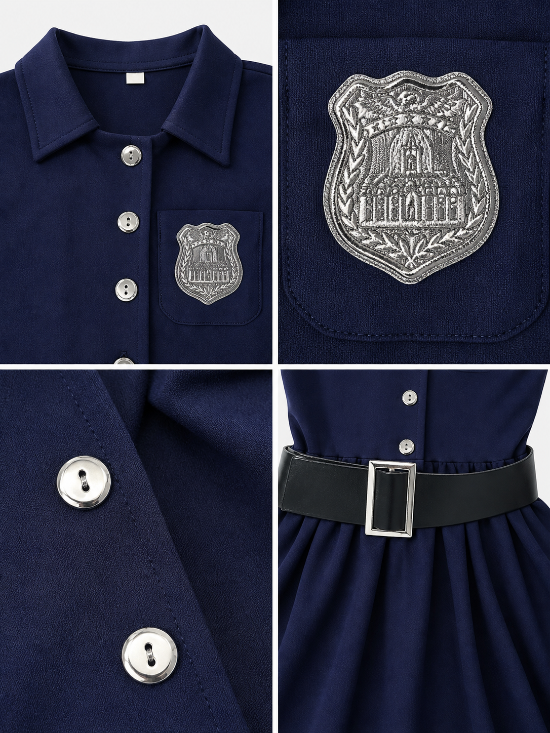 Police Costume with Peaked Cap and Belt for Performances detail view