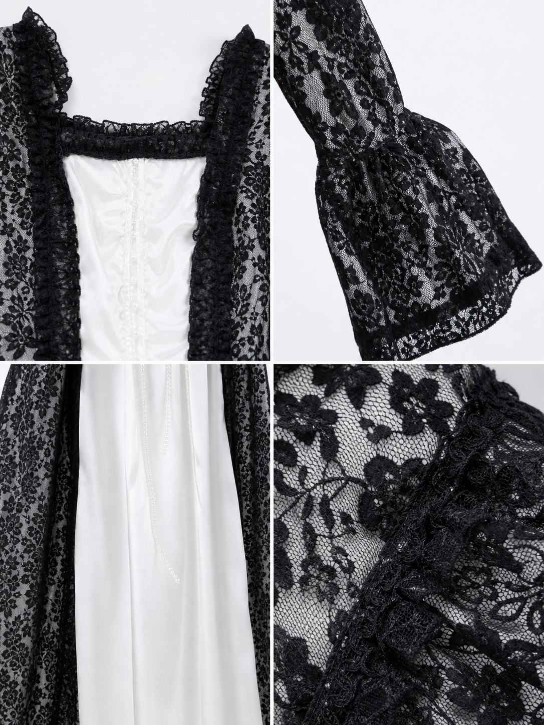 Gothic Vintage Floor-Length Dress with Sleeves