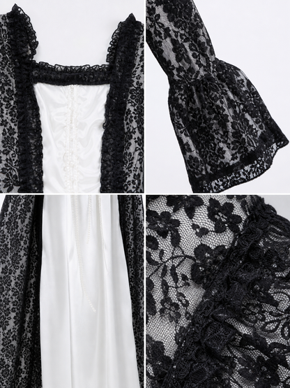 Gothic Vintage Floor-Length Dress with Sleeves