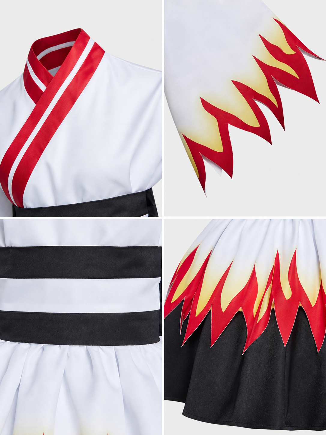 Kimono-Style Cosplay Dress with a Flame Pattern