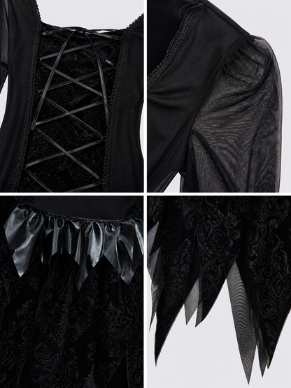 Black Angel Cosplay Costume with Wings detail view