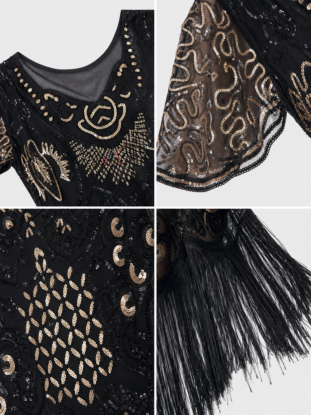 1920s Retro-Style Dress with Fringe and Sequins