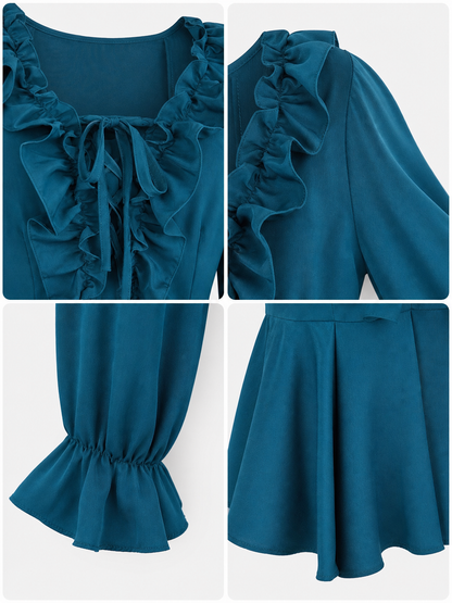 Renaissance Blouse with a Jabot, Lace-Up Detail, and Sleeves