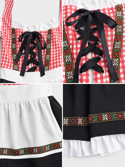 Historical German costume with apron and bow