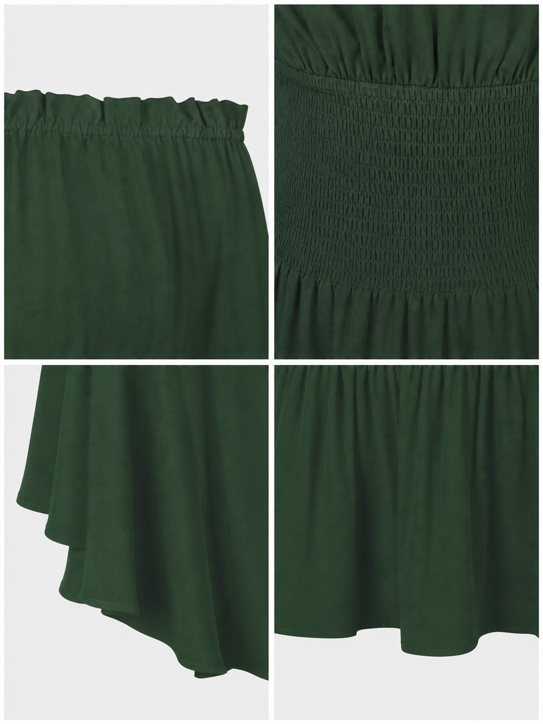 Dark Green Off-Shoulder Peplum Blouse