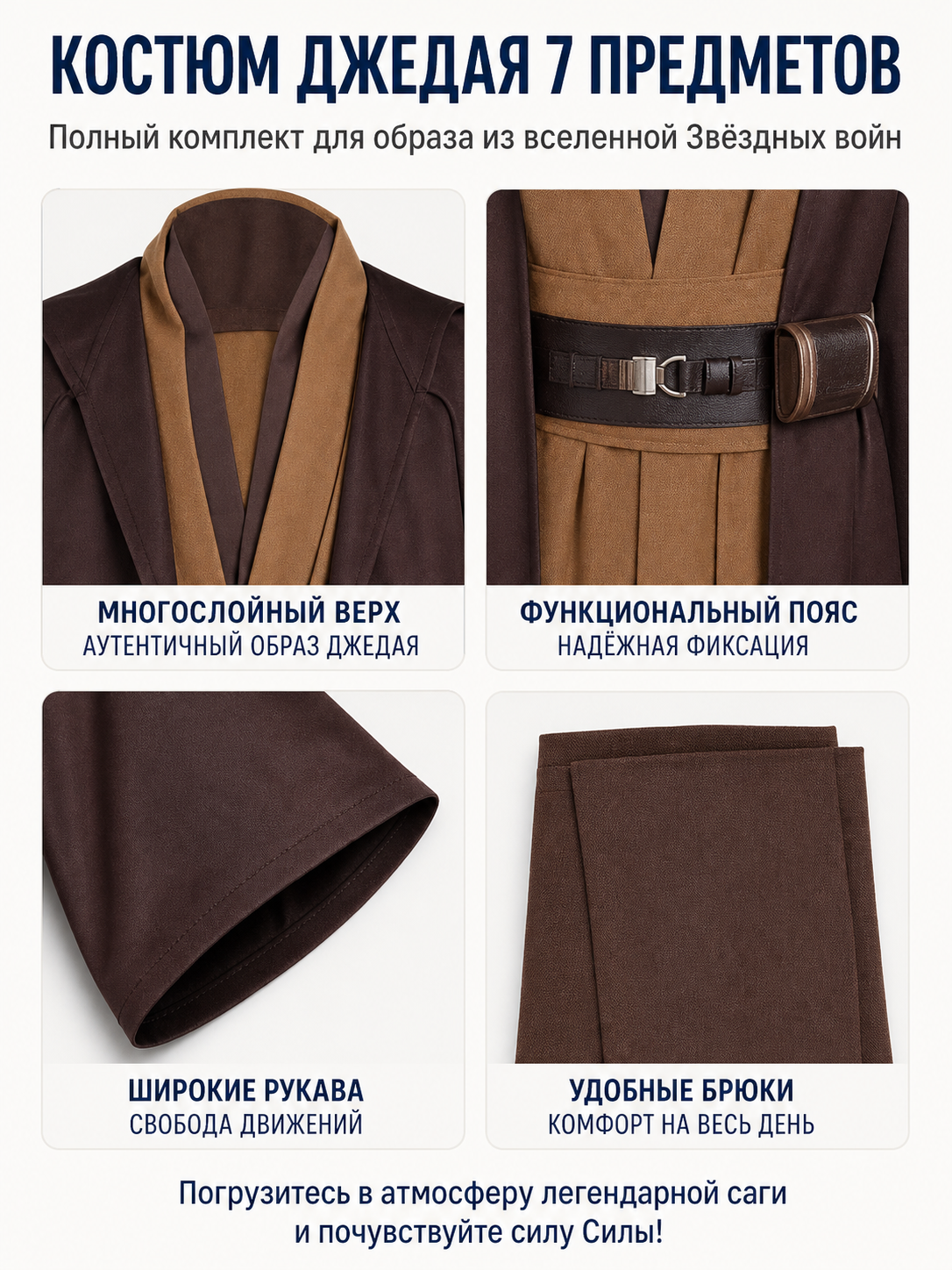 Costume with a Long Brown Robe and Belt Pouch