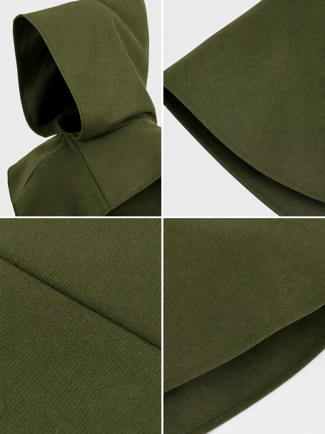 Triangular Hooded Cape, Olive Green