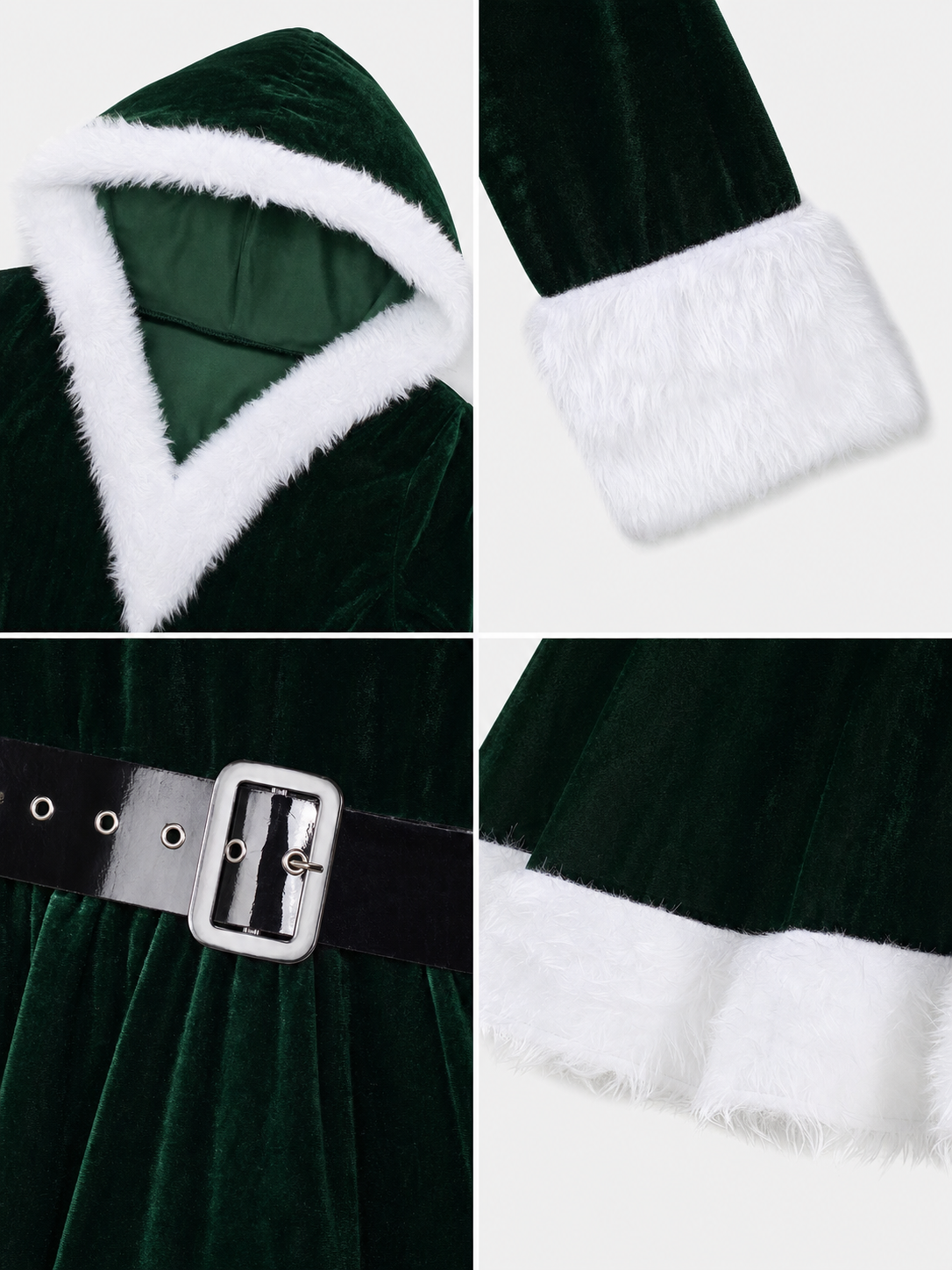 Festive dress with hood and belt