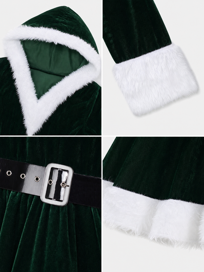 Festive dress with hood and belt
