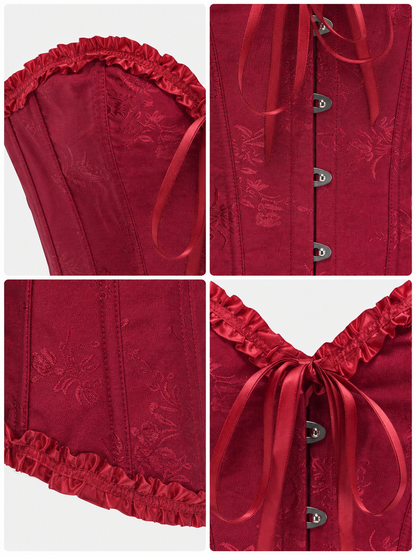 Strapless Ruffled Lace-Up Corset