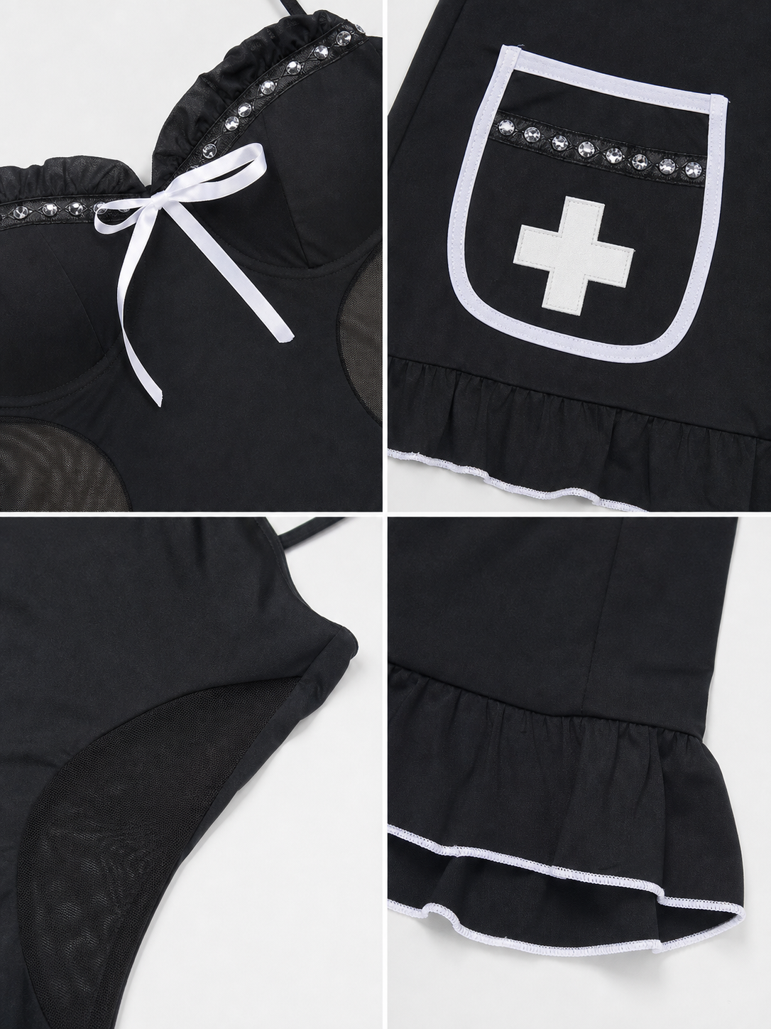 Medical Uniform: Black Dress with White Trim