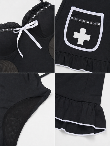 Medical Uniform: Black Dress with White Trim