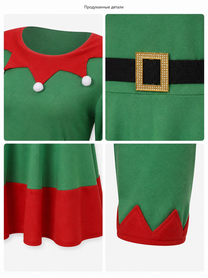 Green Christmas Elf Cosplay Set detail view