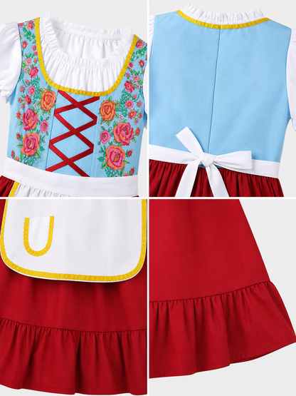 Carnival Costume Dress with Apron and Lacing