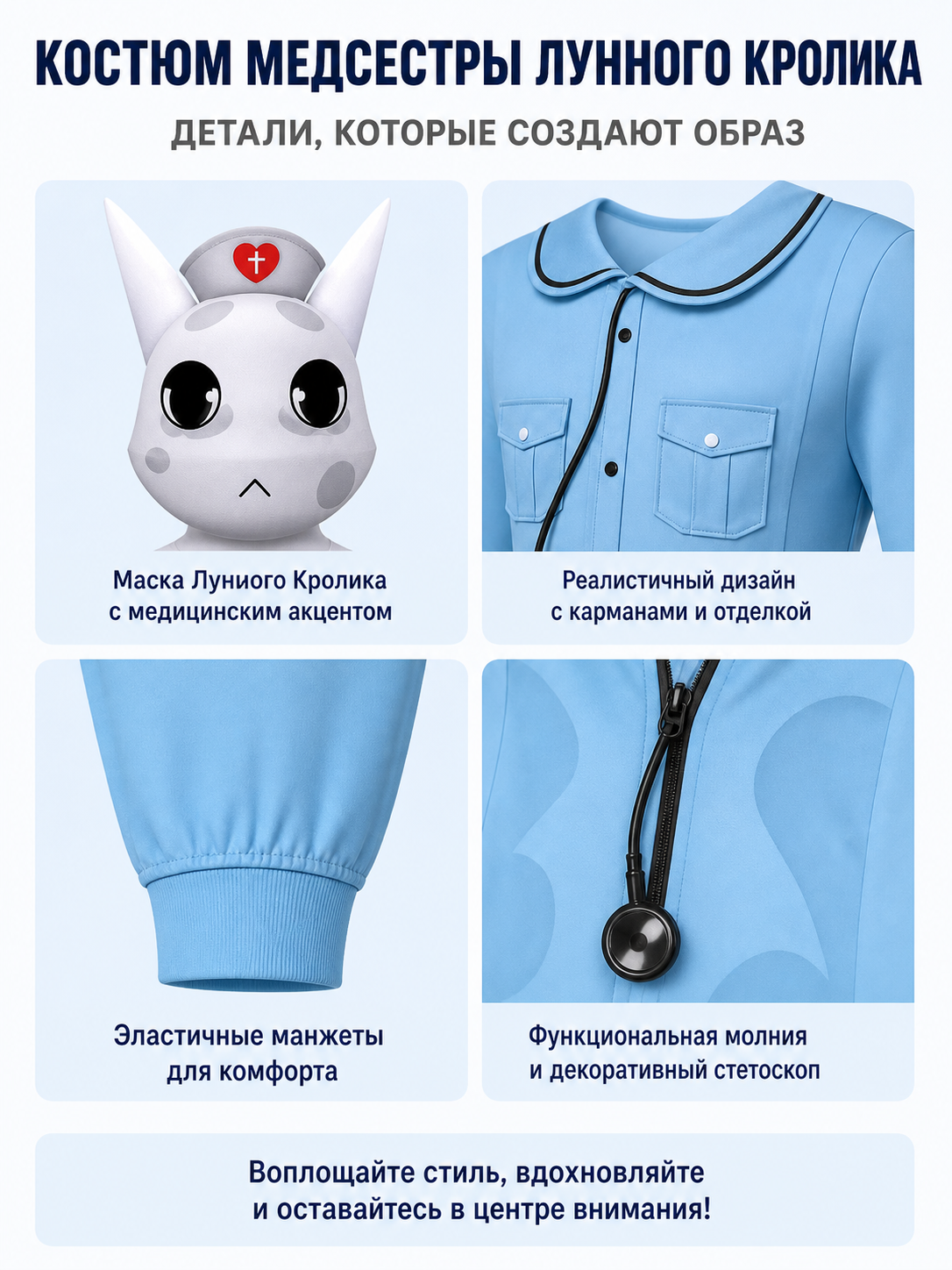 Carnival Rabbit Doctor Costume with Red Cross