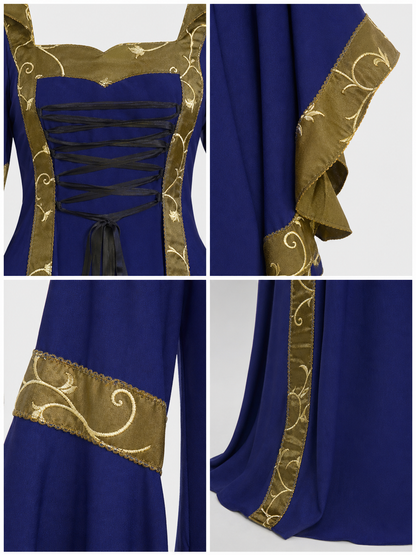 Medieval Hooded Dress with Lacing