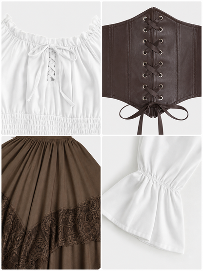 Pirate-Style Costume: Blouse, Corset, and Skirt