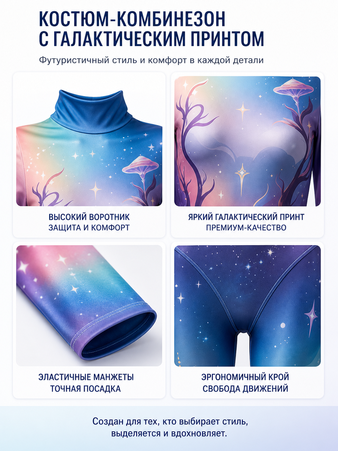 Cosplay Jumpsuit: Starry Sky, Mushrooms, High Collar product detail composite
