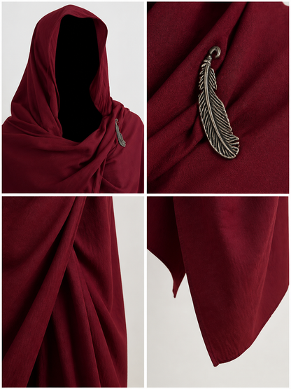 Burgundy hooded costume cloak product view 28