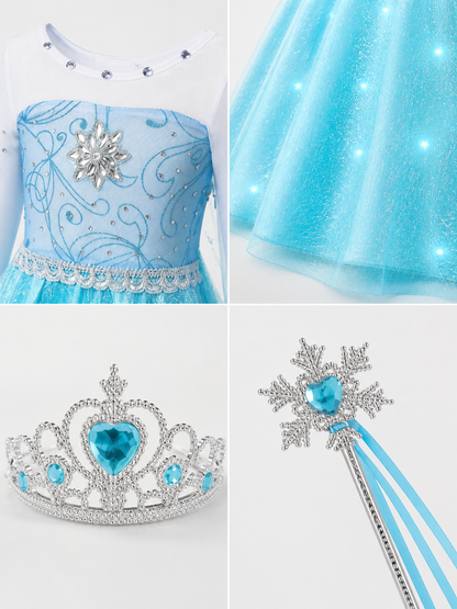 Glowing Snow Princess Halloween Carnival Costume detail view