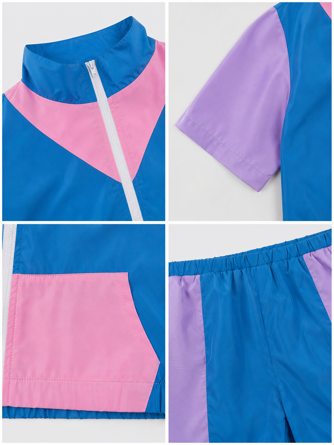 Sports Set with Shorts, Bright Color-Block Design