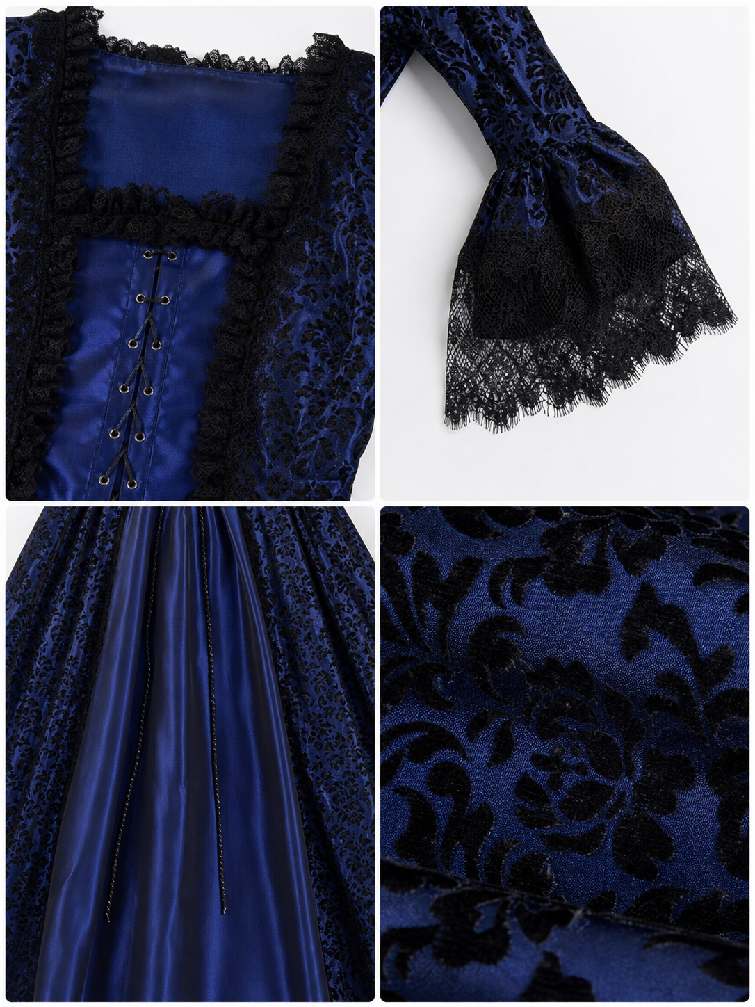 Gothic Historical Dress with Flared Sleeves