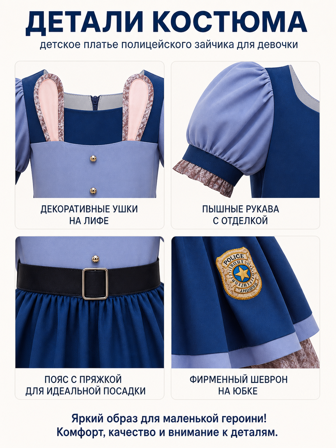 Police Rabbit Carnival Costume with Carrot