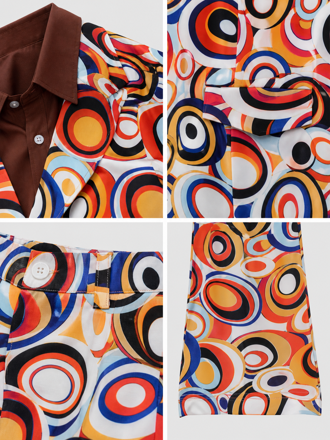 Retro Geometric Print Two-Piece Suit detail view