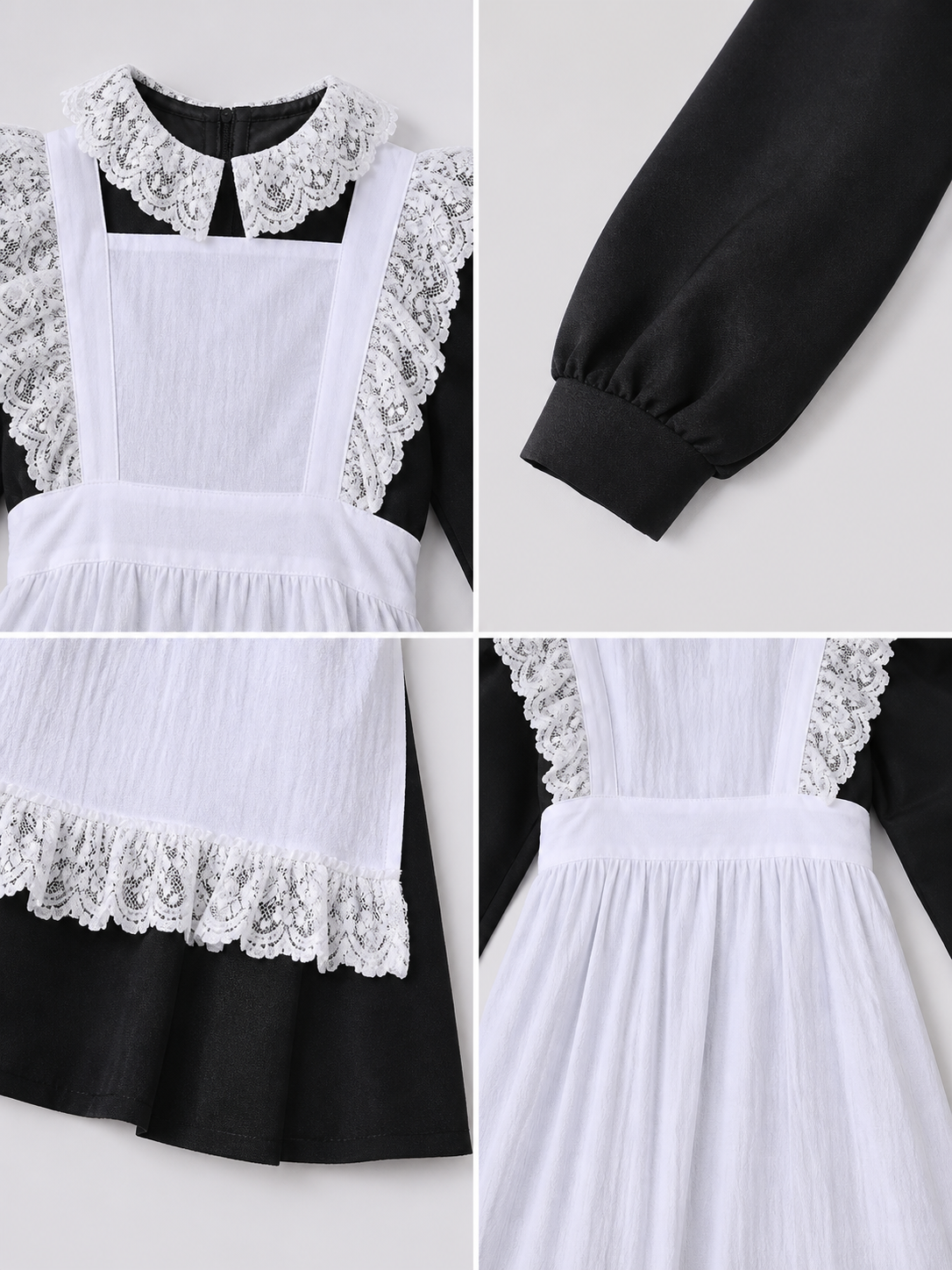 Black and White Maid Costume with Apron