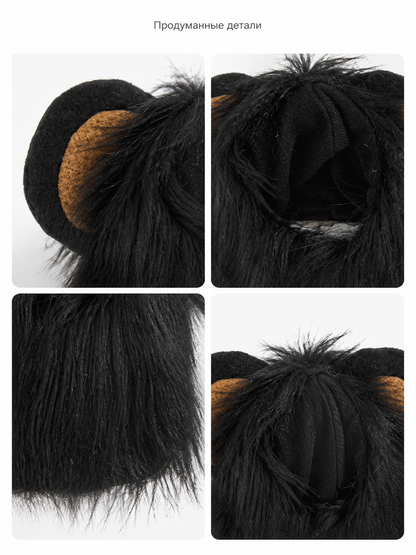 Black and Brown Halloween Carnival Pet Hat detail view