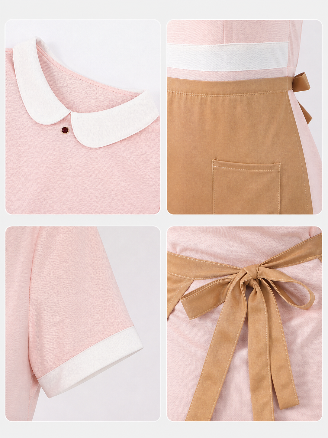 Short Pink Dress with Apron, Cute Style