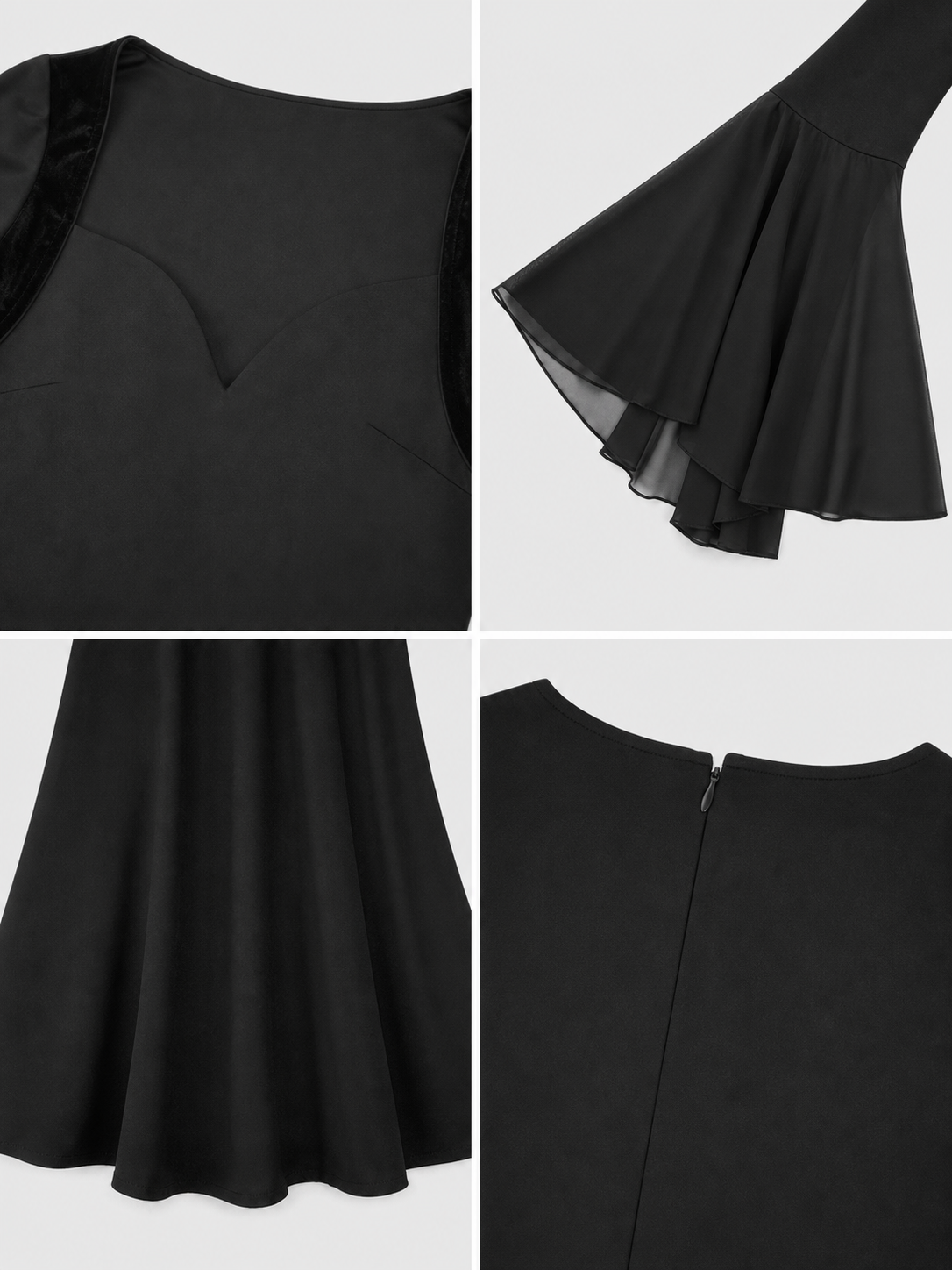 Black Gothic Floor-Length Evening Dress