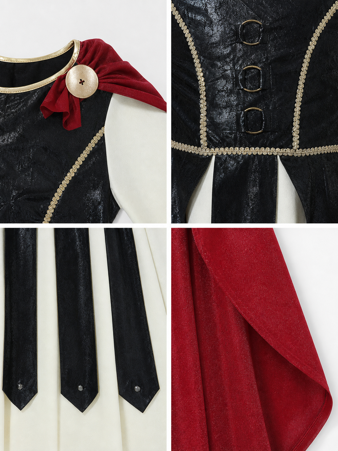 Retro-Style Dress with Red Cape