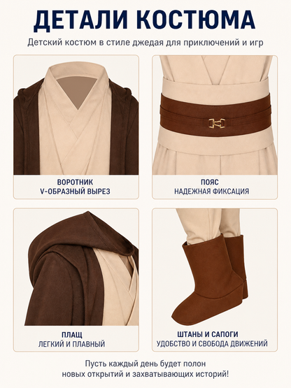 Jedi Cosplay Costume, Set with Cape detail view