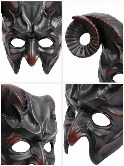 Black ram horn carnival mask product view 29