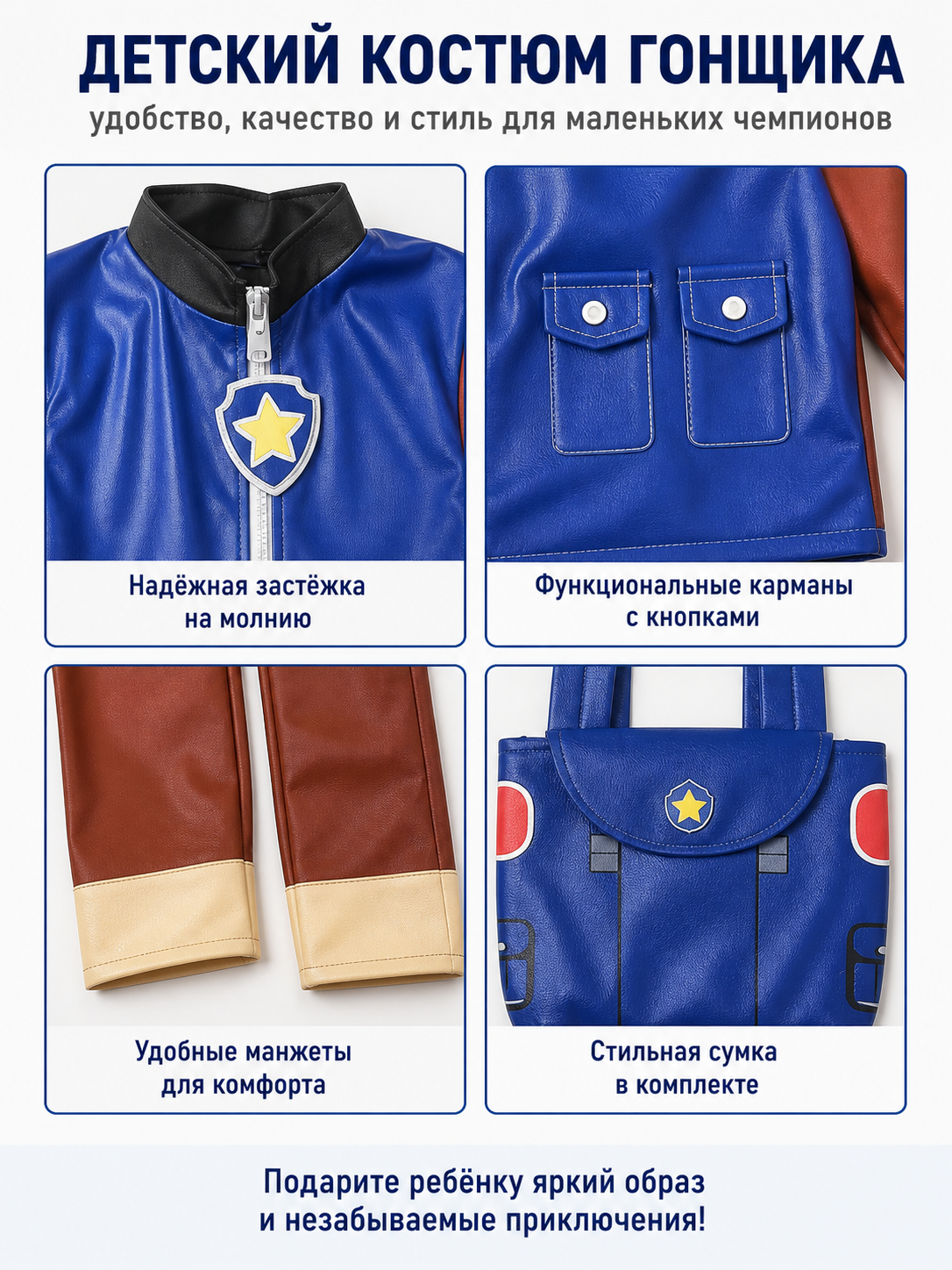 Children's Patrol-Style Costume with Backpack detail view