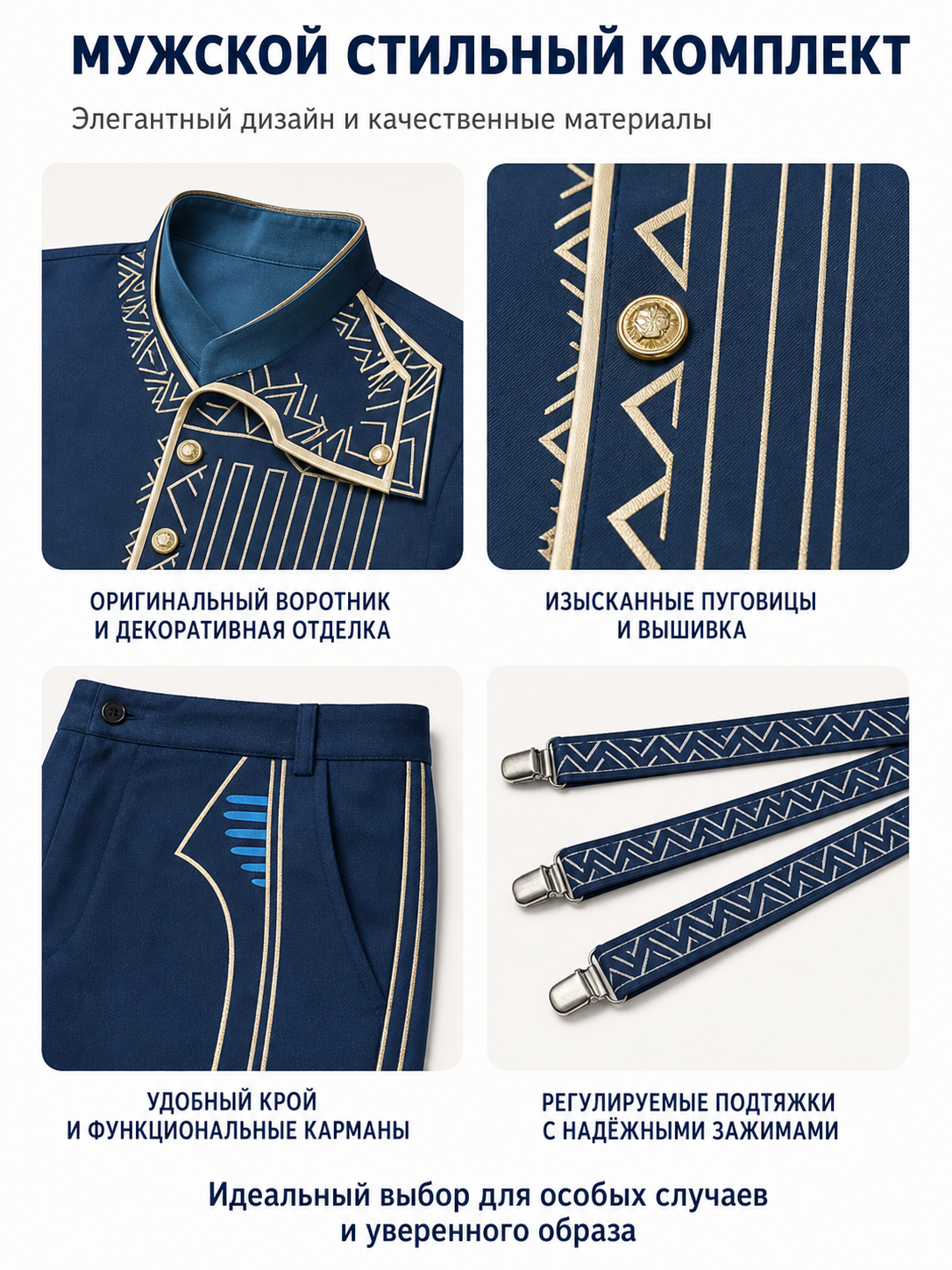 Character Cosplay Costume, Jacket and Pants detail view