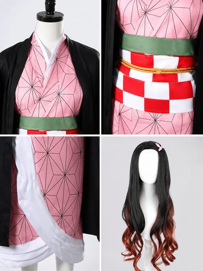 Anime Cosplay Costume with Black Kimono