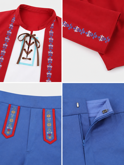 Historical Cosplay Costume, Red and Blue Set detail view