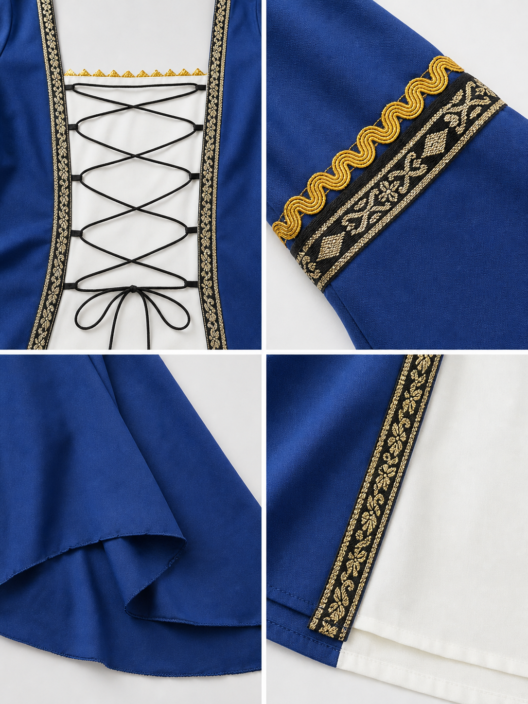 Medieval Dress with Lacing and Gold Trim