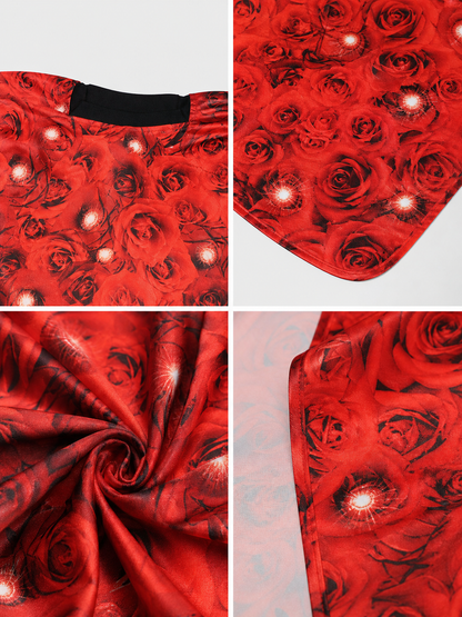 Bright heart-shaped costume piece with a floral print. Voluminous silhouette