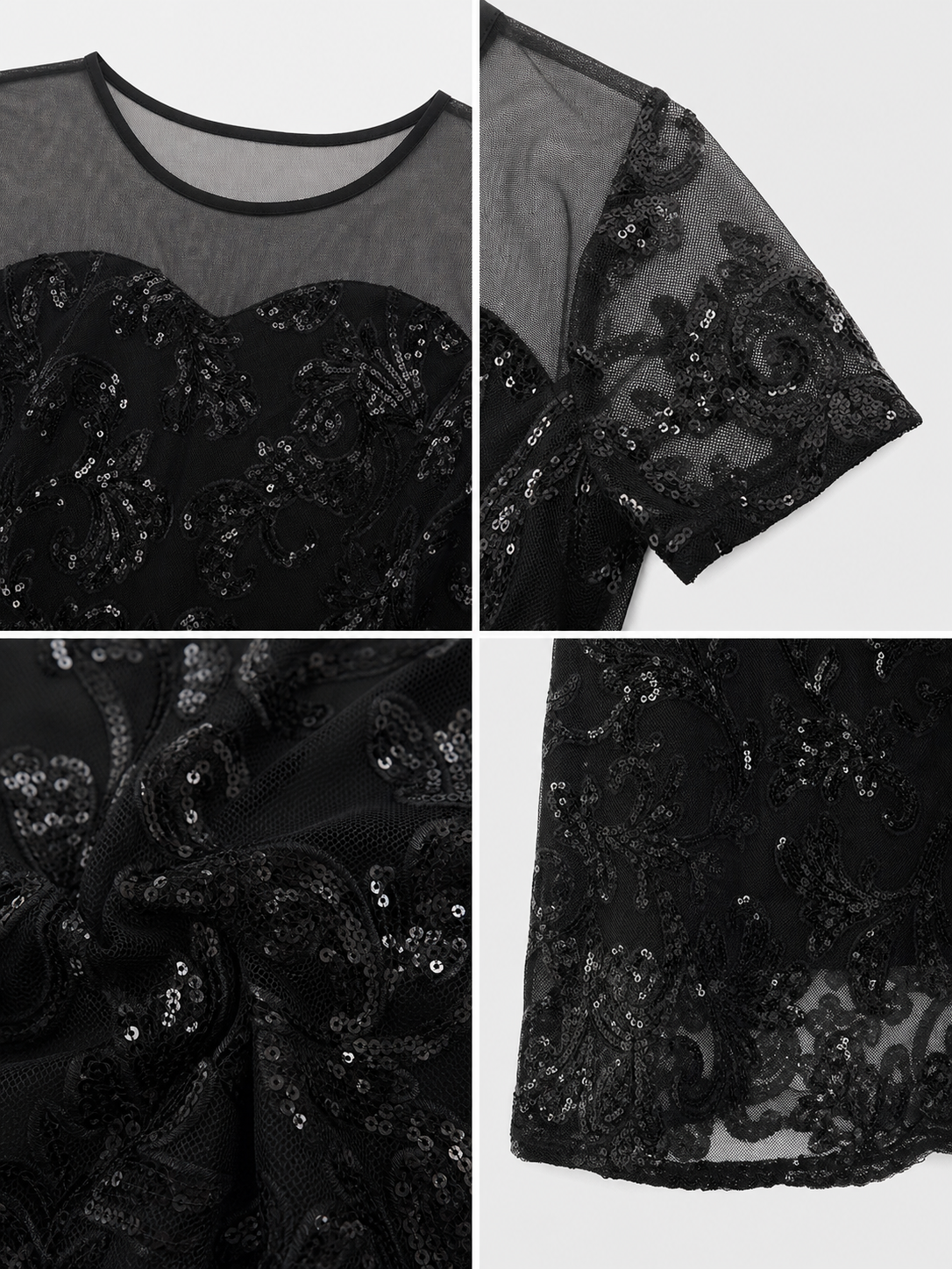 Long Black Sequin Evening Dress