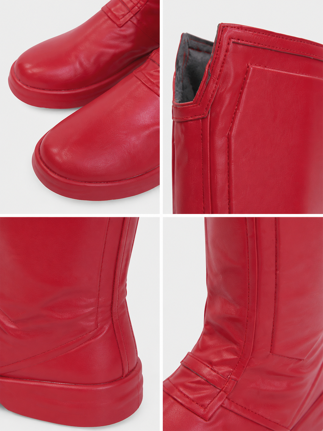 Red Tall Cosplay Boots with Flat Soles