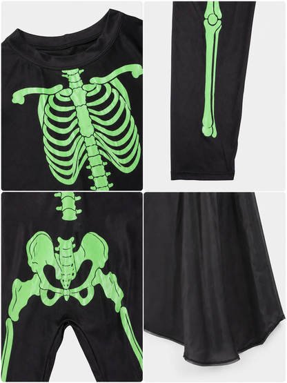 Skeleton Costume: Robe, Pants, and Hat for Halloween