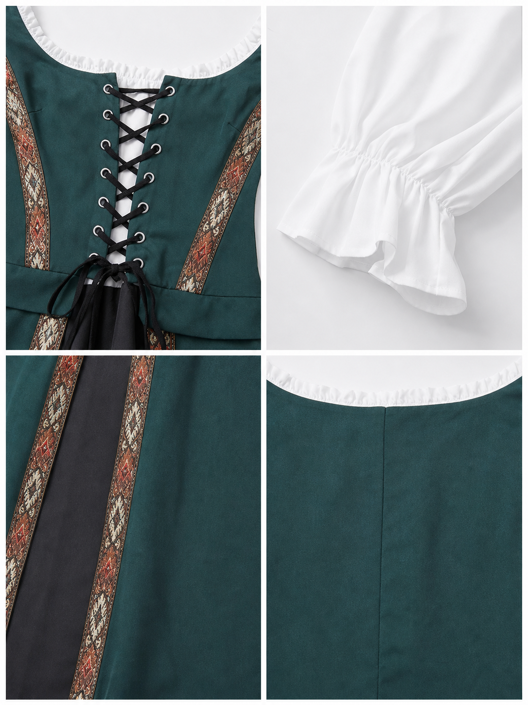 Retro Court-Style Dress with Headpiece detail view